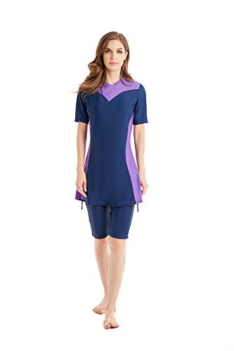 Burqini couleur unie maillot de bain modeste et opaque pour femme