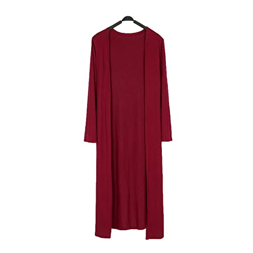 Women Summer Maxi Long Modal Cardigan Shawl Sun Protection Essential Solid Open Front Thin Coat Cardigan Tops Wine