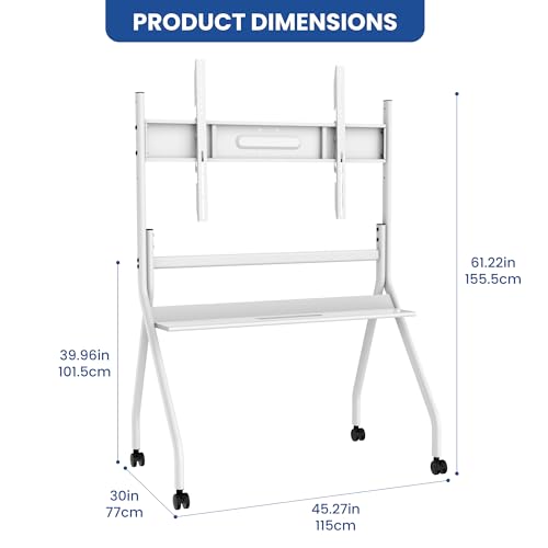 Image of 55 inch-86 inch Smart Board Stand for Interactive Whiteboard, Mobile Stand with Four Lockable Wheels, Stable and Easy to Move for Home Office School Classroom (White)