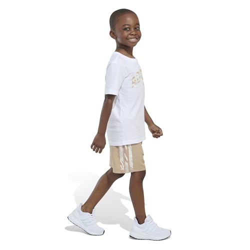 Image of adidas Boys' Short Sleeve Cotton Tee Shirt and Camo 3-stripe Woven Short Set