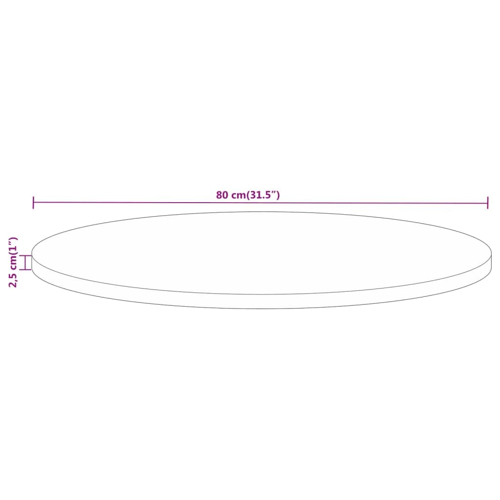 vidaXL Tischplatte, Holzplatte Platte für Tisch Esstisch Couchtisch, Ersatztischplatte Rund, Massivholzplatte, Ø 80x2,5cm Altholz Massiv
