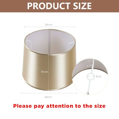 VOLTICO 2 Pack Satin Table Lamp Shade for E14 lamp Classic Decorative Lampshade with Adjustable Fitting for Living Room & Bedroom (2, Gold) - Image 2