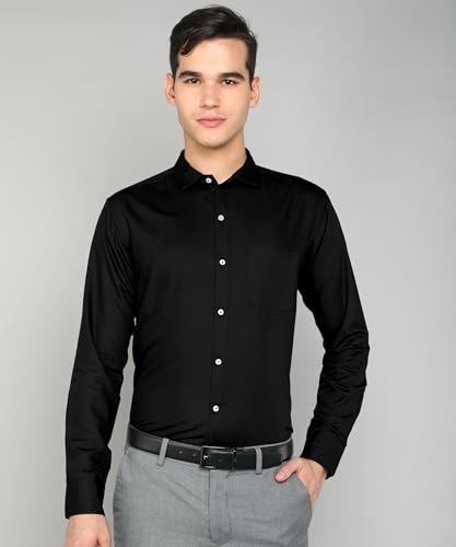 Image of MILDIN Men's Pure Cotton Striped Printed Shirt with Spread Collared Neck Full Sleeve Curved Hemline Button Closure and Regular Fit | Shirt for Man