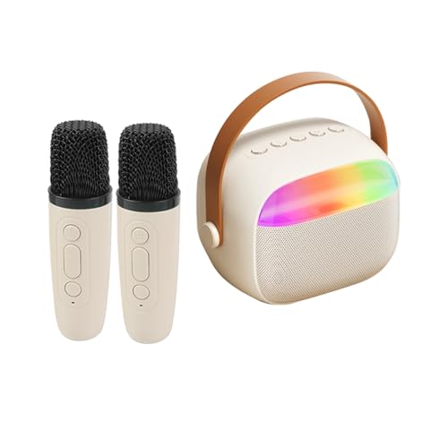 Haut-parleur portable et mini microphone sans fil Walmeck avec lumières LED couleur blanche