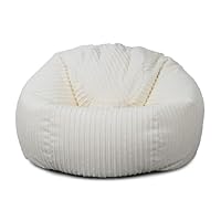 Bags of Beans Adult Corduroy Bean Bag Pre Filled - Comfortable Lounger Chair - Breathable Fabric Recliner Beanbag Seat for Living Room, Gaming and Bedroom Furniture 92(D) x92(W) x57(H) (Ivory)