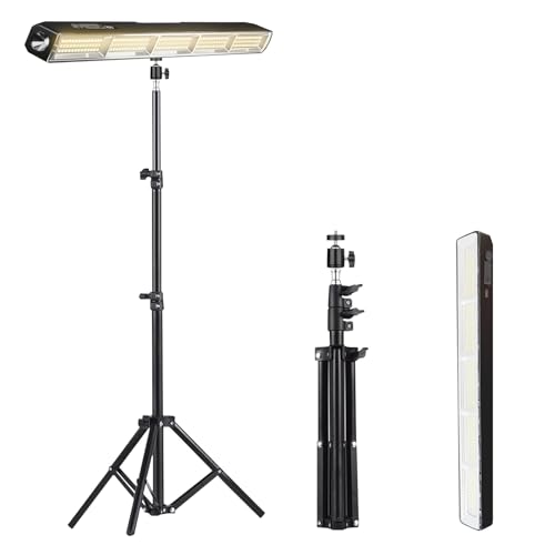 HomKawt Portable Rechargeable Camping Light with Detachable High-Extending Tripod Stand Cordless LED Lamp Flashlight for Garden Outdoor Fishing Hiking Adventure-Magnetic/Hangable