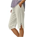 Pantalon Corto Mujer,Algodón y Lino Pantalones Cortos Deportivos Ligero Shorts Verano Cintura Alta Elástica Pantalón de Pierna Rectos Cómodo Transpirable Pantalón Corto Bermudas Mujer Verano