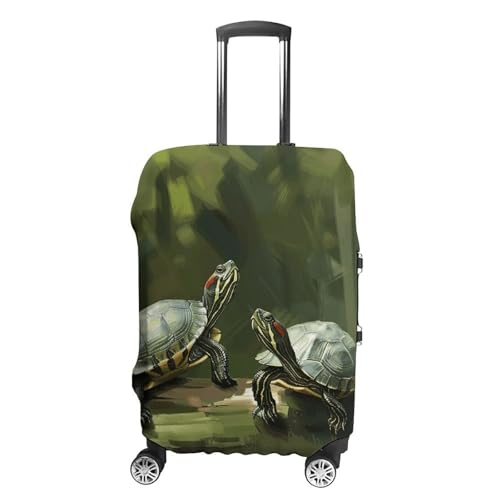 Travel Luggage Cover Elastic Suitcase Protector Anti-Scratch Washable Green Two Turtles Luggage Sleeve Tsa Approved Carry on Covers Baggage Cover Fits 18-32 Inch Luggages