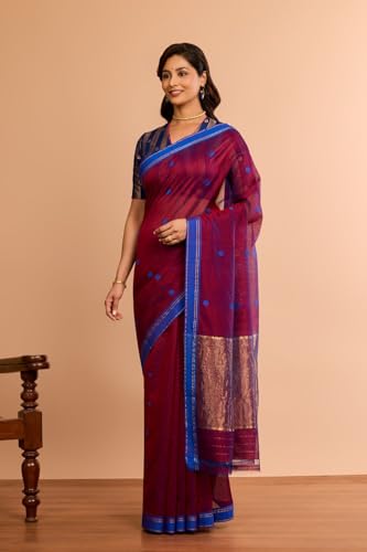 Taneira purple chanderi silk saree in pure silk – image 3