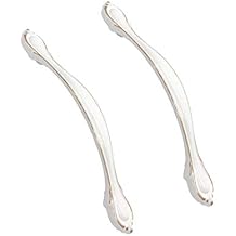 2Pcs European Style Cabinet Drawer Pulls/Knobs/Handles Ivory White and Gold Edge for Furniture, Cupboards, Armoire, Wardrobe DoorHole Distance 5 inch