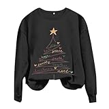 warehouse clearance Christmas Shirts for Women oy Love Peace With Family Together Printed Sweatshirts Crewneck Long Sleeve (Black, XXL)