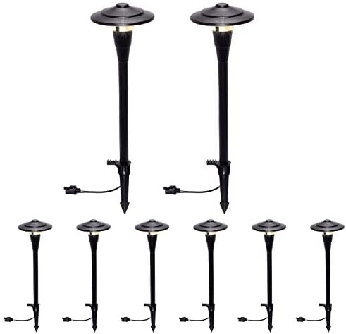 GreenLighting Low Voltage Outdoor Lights - Modern Skyline Path Stake Lights - Walkway Lights, Garden and Lawn Lights, Landscape Lighting - Waterproof, Rust-Resistant (8 Pack)