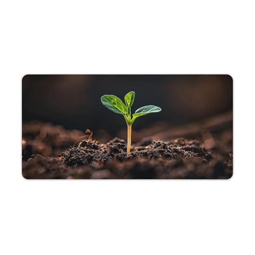 A Seedling Sprouts Desk Mat Non-Slip Laptop Writing Pad Large Keyboard Mousepad with Rubber Base 23.6" X 11.8" Desk Protector Mat for Computer, Work, Gaming