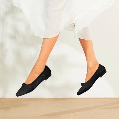Women's Flats Shoes Comfortable Dressy Pointed Toe Knit Washable Ballet Flat 6