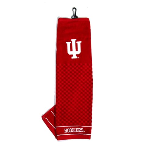 Image of Team Golf NCAA Indiana Hoosiers Embroidered Golf Towel Embroidered Golf Towel, Checkered Scrubber Design, Embroidered Logo