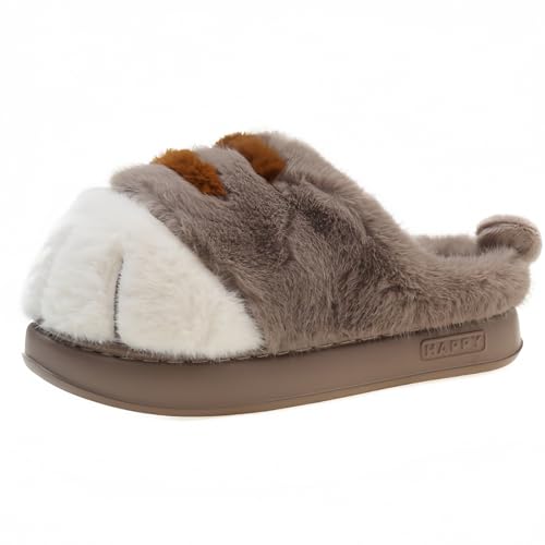 JAEWOMO Cat Paw Slippers for Women Fuzzy Plush Indoor House Shoes Cute Animal Claw Design Soft Warm Cozy Non Slip Memory Foam Comfy Footwear for Girls Teens Adults Winter Gift Idea