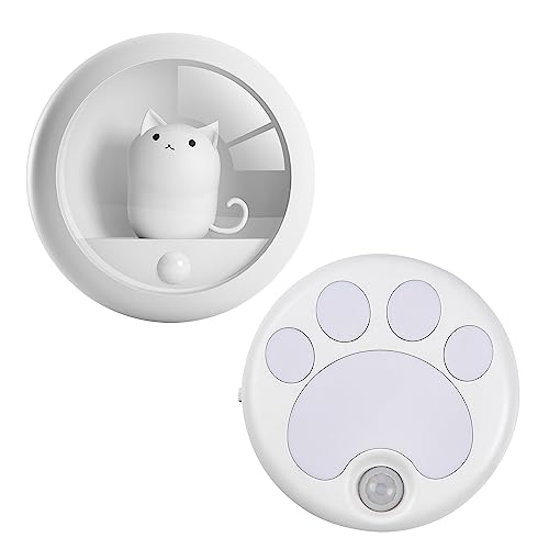 Lámpara nocturna de sensor de movimiento pata de gato USB recargable