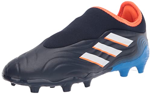 adidas Copa Sense.3 Laceless Firm Ground Soccer Shoe, Team Navy Blue/White/Blue Rush, 5 US Unisex Big Kid