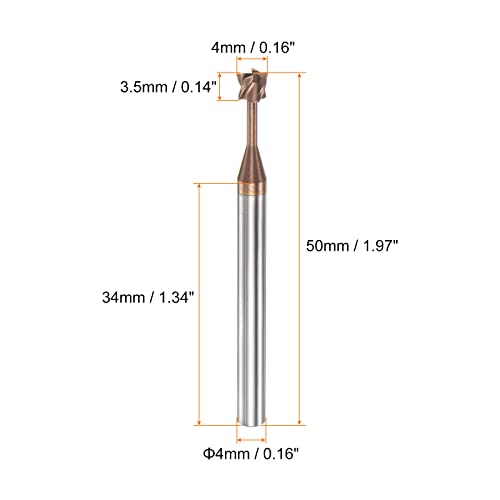 Image of HARFINGTON T Slot End Mill Milling Cutter 4mm Cutting 3.5mm Depth 4mm Shank Solid Carbide Titanium Coated 4 Flutes for Stainless Steel Alloy