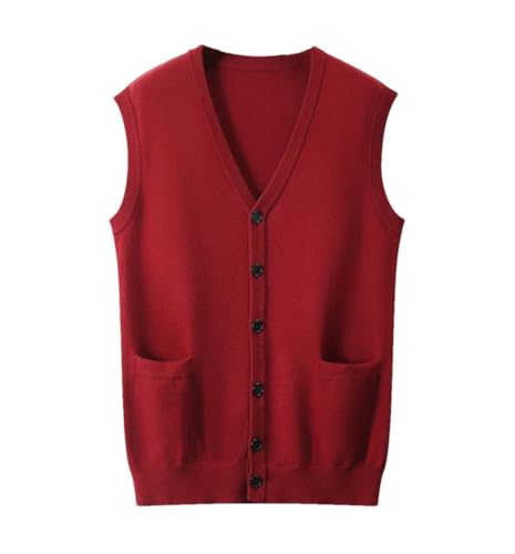 Mens Sweater Vest Business Casual V Neck Knit Vest Loose Large Size with Pocket Sleeveless Waistcoat