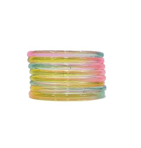 Image of Colorful Jelly Bangles Set of 8 - Transparent Candy Color Stackable Bracelets, Lightweight Fashion Accessories for Women & Girls