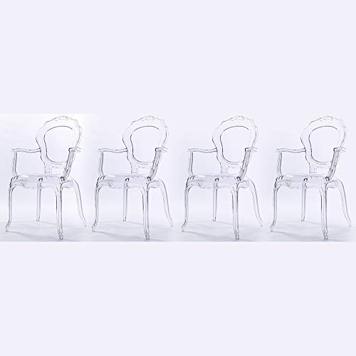 2Xhome - Belle Style Ghost Chair Ghost Armchair Dining Room Chair - Armchair Lounge Chair Seat Higher Fine Modern Designer Artistic Classic Mold (Clear Jorge X4) #TOP6