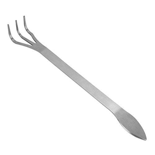 Nikou Rastrello per bonsai, rastrello per radici in acciaio inox, 3 denti, pala per rastrello, bonsai, strumento da giardino per allentare il terreno, coltivatore a mano con manico ergonomico