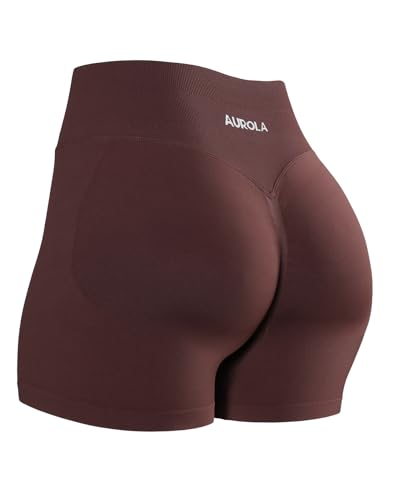 Image of AUROLA Influence Workout Shorts for Women,2.5 3.5 4.5 5.5 6.5 No Roll Up Squat Proof Scrunch Seamless Compression Gym Short