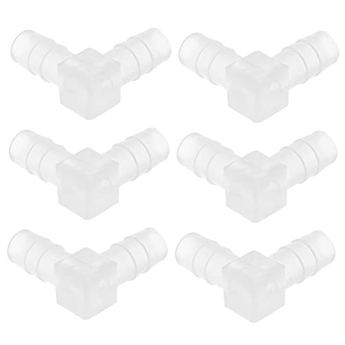 CIYODO Accesorios De Manguera De Codo 90 Grados para Jardín y Cocina, Conectores Plásticos De 8 Mm, 6 Piezas, Unión De Púas Resistentes y Ligeras para Agua