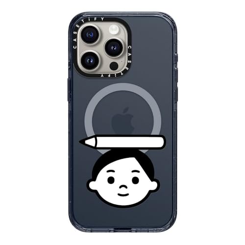 CASETiFY MagSafe �Ή��C���p�N�g iPhone 15 Pro Max �P�[�X [MIL�K�i���� (4x MIL-STD-810G) / 2.5m����̗����������N���A] - Pencil Boy - �N���V�b�N�u���[