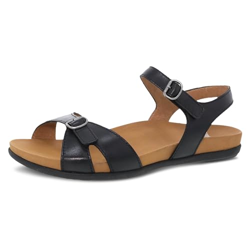 Dansko Judith Adjustable Sandal for Women - Leather Linings and Uppers for All-Day Comfort - Dual-Density EVA Footbed and Lightweight Rubber Outsole for Long-Lasting Wear