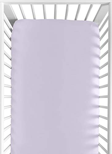 Image of Sweet Jojo Designs Fitted Baby Crib Sheets (Solid Purple) for Girls, Infant Nursery, Toddler Room - Standard Size (Lavender for The Boho, Flower, Farmhouse, Shabby Chic Watercolor Floral Collection)