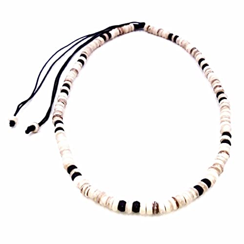 Collier surf surfeur Coco Ethnique bois perles Tour de Cou Tribal Pendentif Homme Femme Enfant blanc marron