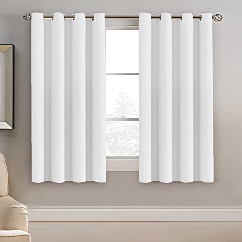 Image of H.VERSAILTEX Pure White Curtain for Living Room Thermal Insulated Window Treatment Curtain Extra Long 54 inch Length Energy Saving Solid Grommet Top Blackout Drape, One Panel