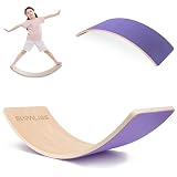 Supaliss バランスボード 木製 子供 大人 体幹トレーニング 室内遊具 フィットネス ダイエット器具 ヨガ 軽量 アスレチック 小学生向け おもちゃ プレゼント 耐荷重200kg バランス感覚アップに最適 (きいろ)