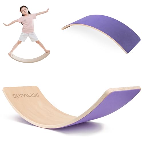 Supaliss バランスボード 木製 子供 大人 体幹トレーニング 室内遊具 フィットネス ダイエット器具 ヨガ 軽量 アスレチック 小学生向け おもちゃ プレゼント 耐荷重200kg バランス感覚アップに最適 (きいろ)の商品画像（Amazon）