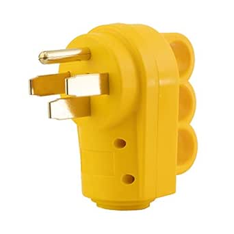 PEAKTOW Heavy Duty 50Amp 125/250V Replacement 4-Prong Electrical Male Plug Receptacle Adapter with Ergonomic Handle for RV, Camper, Caravan, NEMA 14-50P, ETL Listed