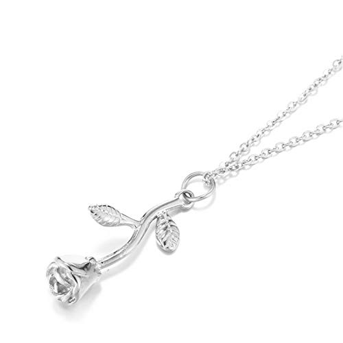 Jude Jewelers Stainless Steel Rose Flower Style Statement Pendant Party Necklace3