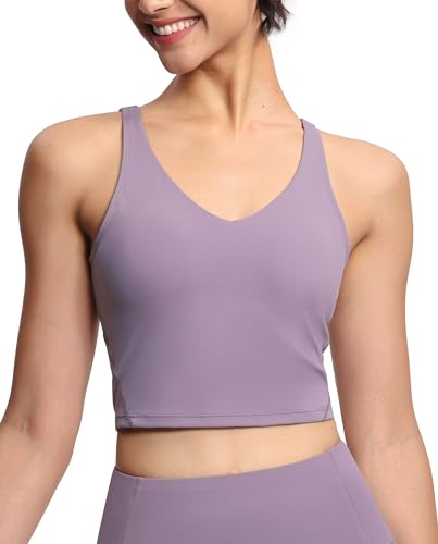 Image of THE GYM PEOPLE Womens' Sports Bra Longline Wirefree Padded with Medium Support
