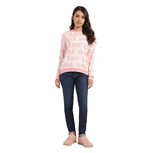 Image of Levi's Women's Cotton Blend Brand Logo Printed Crew Neck Sweater