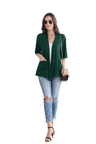 Image of ADANIKI Women 2026 Summer Lightweight Cardigan, Short Sleeve Open Front Casual Trendy Womens Kimono Cover Up with Pocket