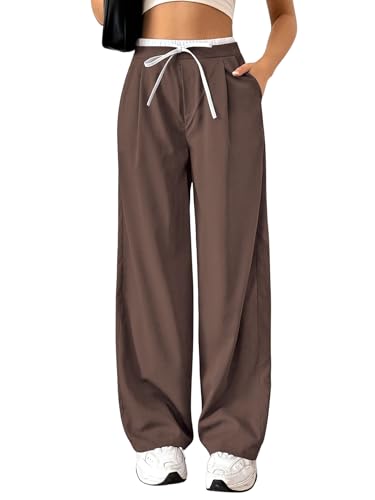 Image of Leriya Fashion Women High Waist Wide Leg Trousers | Summer Stretch Poly Lycra Palazzo Pants | Casual, Office & College Outfits | Flared Korean Style | Available in Sizes 28 to 38