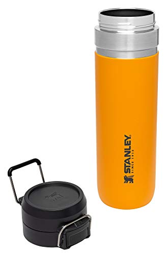 Image of Stanley Quick Flip GO Water Bottle 24 oz | Push Button Lid | Leakproof and Packable for Travel and Sports | Insulated Stainless Steel | BPA-Free | Saffron