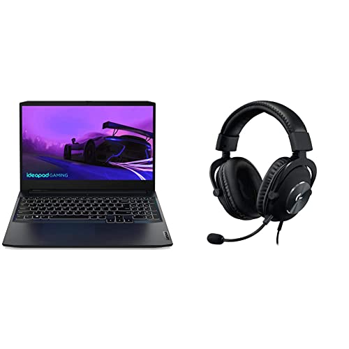 Image of Lenovo Ideapad Gaming 3 AMD Ryzen 5 5600H 15.6 inch (39.62cm) FHD IPS Gaming Laptop + Logitech G Pro X Gaming Wired Over Ear Headphones with Mic Blue Voice DTS Headphone (Black)