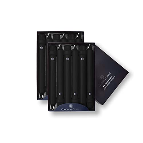 Colonial Candle Unscented Taper Candle, Classic Collection, Black, 8 In, Pack of...
