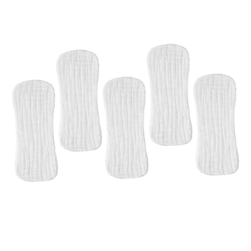 ifundom Pañales Lavables de Algodón Puro para Recién Nacido 0-3 Meses, Talla Pequeña 35x15 Cm, Transpirables y Absorbentes, Paños Reutilizables para Ñiño, 5 Piezas, Uso Doméstico y Viajes
