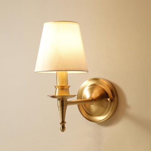 RXPVUXE Classic Brushed Brass Wall Sconce Lighting Fixture with White