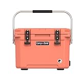 CAMP-ZERO 20L Coral Ice Chest with Molded-in Cup Holders and Folding Aluminum Handle