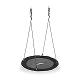 Relaxdays Balançoire nid d'oiseau ronde pour enfants et adultes, réglable, diamètre 90 cm, balançoire de jardin, jusqu'à 100 kg, noir