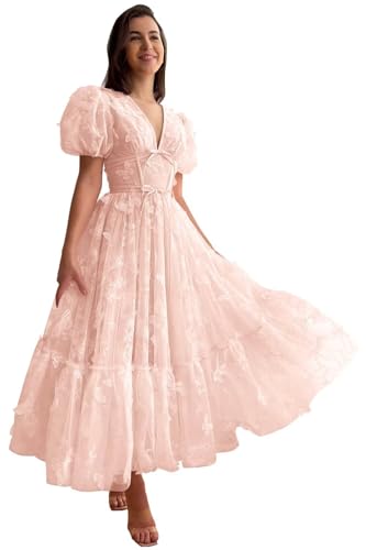 Zepumen Women’s 3D Butterflies Tulle Prom Dress A Line Tea
